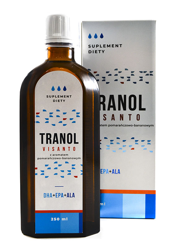 Visanto Zięba Tranol pomarańczowo-bananowy 250 ml, zdjęcie produktu, kategoria Kwasy tłuszczowe, omega