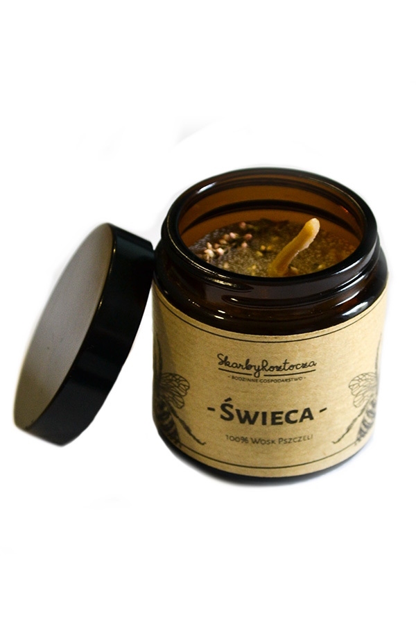 Skarby Roztocza Świeca z wosku pszczelego z wrzosem 120ml, zdjęcie produktu, kategoria Pasieka