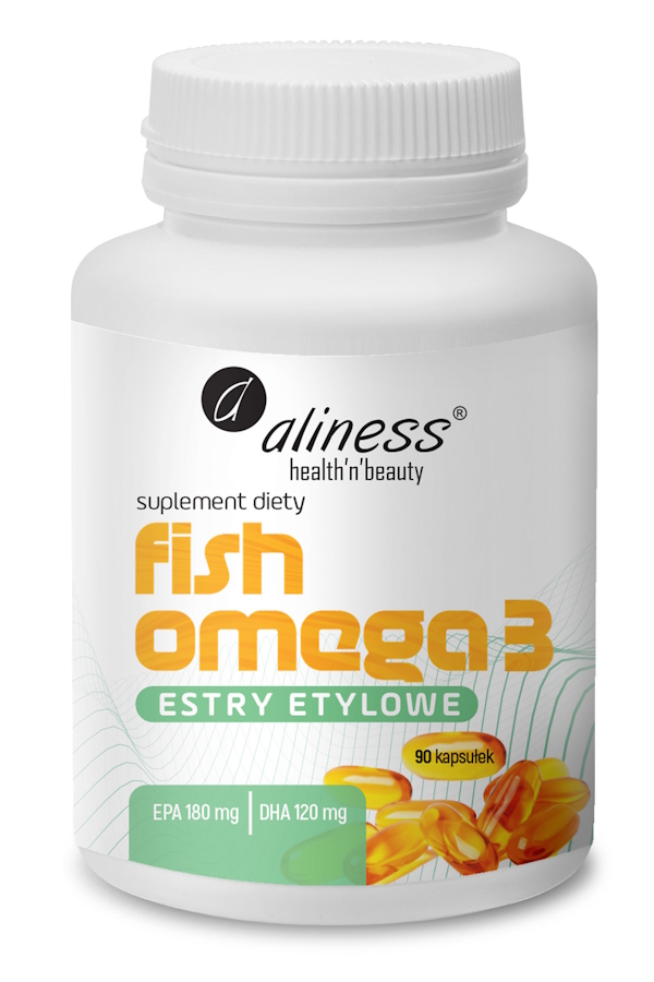 Aliness Fish Omega 3 estry etylowe EPA 180mg DHA 120mg 90kaps, zdjęcie produktu, kategoria Kwasy tłuszczowe, omega