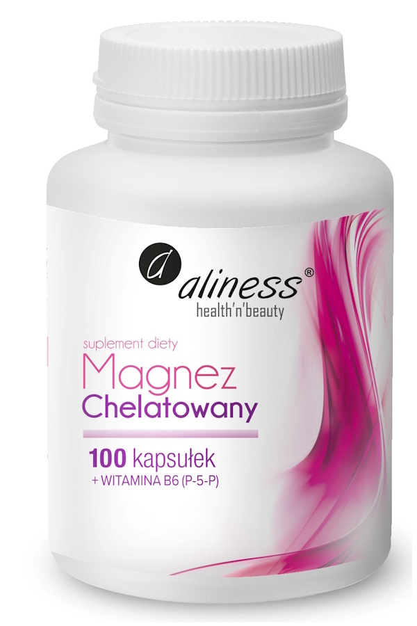 Aliness Magnez chelatowany 720mg + B6 (P-5-P) 100 kaps, zdjęcie produktu, kategoria Witamina B