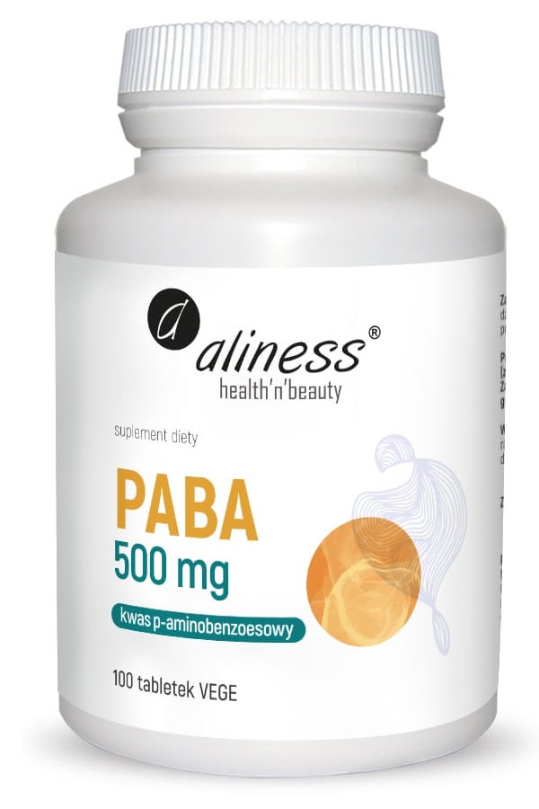 Aliness PABA kwas p-aminobenzoesowy 100tab, zdjęcie produktu, kategoria Aminokwasy