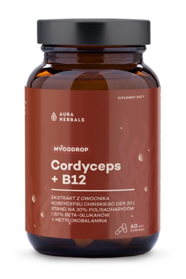 Aura Herbals Mycodrop cordyceps + B12 60kaps, zdjęcie produktu, kategoria Produkty