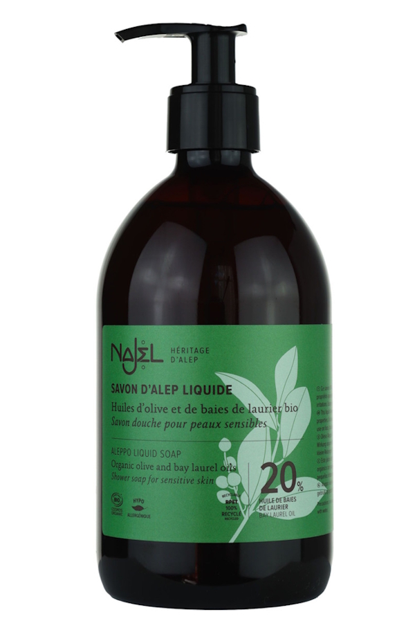 NAJEL Mydło z Aleppo oliwkowo-laurowe w płynie 20% 500ml, zdjęcie produktu, kategoria Mydła z Aleppo