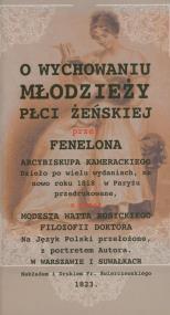 Okładka książki O wychowaniu młodzieży płci żeńskiej