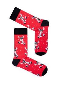 Zdjęcie produktu Milena Skarpetki męskie długie renifery w czapce czerwone świąteczne