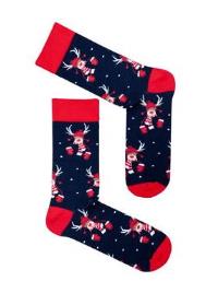 Zdjęcie produktu Milena Skarpetki męskie długie renifery w czapce granatowe świąteczne