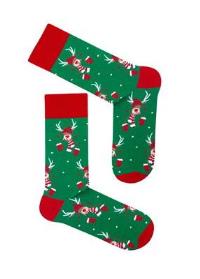 Zdjęcie produktu Milena Skarpetki męskie długie renifery w czapce zielone świąteczne