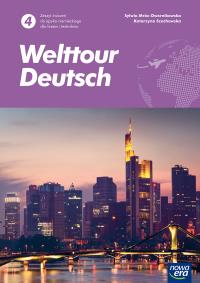 J. Niemiecki 4 Welttour Deutsch ćw. 2021 NE. Autor: Katarzyna Szachowska. Sylwia Mróz-Dwornikowska. ZdrowePodejscie.pl Okładka książki J. Niemiecki 4 Welttour Deutsch ćw. 2021 NE