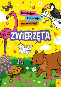 Okładka książki Zwierzęta. Naklejam, koloruję, rozwiązuję
