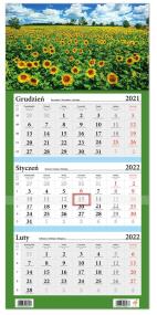 Opakowanie Kalendarz ścienny 2022 trójdzielny LUX Słoneczniki