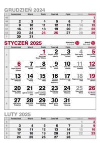 Okładka książki Kalendarz 2025 A5 biurkowy pionowy trójdzielny MIX