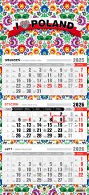 Okładka książki Kalendarz 2025 Trójdzielny płaska główka Folk