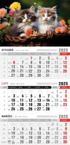 Opakowanie Kalendarz 2025 Trójdzielny z magnesem Kotki