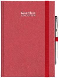 Kalendarz naucz. 2024/2025 A5 tyg. gumka czerwony. Autor: Opracowanie zbiorowe. ZdrowePodejscie.pl Okładka książki Kalendarz naucz. 2024/2025 A5 tyg. gumka czerwony