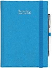 Kalendarz naucz. 2024/2025 A5 tyg. gumka niebieski. Autor: Opracowanie zbiorowe. ZdrowePodejscie.pl Okładka książki Kalendarz naucz. 2024/2025 A5 tyg. gumka niebieski