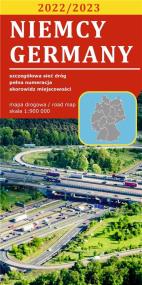 Mapa drogowa Niemcy 1:900 000 lam w.2022. Autor: Opracowanie zbiorowe. ZdrowePodejscie.pl Okładka książki Mapa drogowa Niemcy 1:900 000 lam w.2022