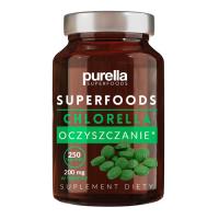 Opakowanie Purella Superfoods Oczyszczanie Chlorella Suplement diety 50g, 250 kapsułek