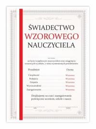 Opakowanie Świadectwo A4 nauczyciela - Czerwony pasek 10szt