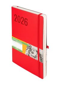 Okładka książki Kalendarz 2026 Impresja B5 DNS czerwony