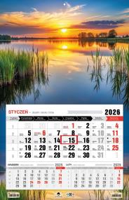 Kalendarz 2026 jednodzielny 3XL Mazury. Wydawca: Pan Kalendarzyk. ZdrowePodejscie.pl Opakowanie Kalendarz 2026 jednodzielny 3XL Mazury