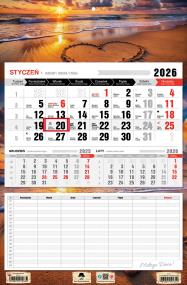 Kalendarz 2026 jednodzielny z planem zajęć plaża. Wydawca: Pan Kalendarzyk. ZdrowePodejscie.pl Opakowanie Kalendarz 2026 jednodzielny z planem zajęć plaża