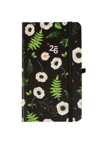 Opakowanie Kalendarz 2026 kieszonkowy tygodniowy Kwiaty na czarnym tle