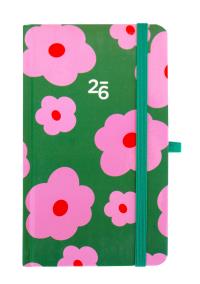 Opakowanie Kalendarz 2026 kieszonkowy tygodniowy Kwiaty na zielonym tle