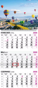 Opakowanie Kalendarz 2026 trójdzielny na spirali Balony