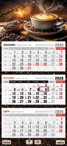 Kalendarz 2026 trójdzielny płaska główka kawa. Wydawca: Pan Kalendarzyk. ZdrowePodejscie.pl Opakowanie Kalendarz 2026 trójdzielny płaska główka kawa