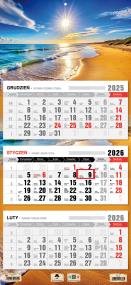 Kalendarz 2026 trójdzielny płaska główka morze. Wydawca: Pan Kalendarzyk. ZdrowePodejscie.pl Opakowanie Kalendarz 2026 trójdzielny płaska główka morze