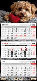 Kalendarz 2026 trójdzielny płaska główka piesek. Wydawca: Pan Kalendarzyk. ZdrowePodejscie.pl Opakowanie Kalendarz 2026 trójdzielny płaska główka piesek
