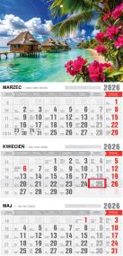 Kalendarz 2026 trójdzielny z magnesem tropiki. Wydawca: Pan Kalendarzyk. ZdrowePodejscie.pl Opakowanie Kalendarz 2026 trójdzielny z magnesem tropiki