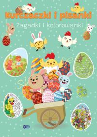 Kurczaczki i pisanki. Zagadki i kolorowanki - uszkodzone. Autor: Opracowanie zbiorowe. ZdrowePodejscie.pl Okładka książki Kurczaczki i pisanki. Zagadki i kolorowanki - uszkodzone