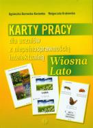 Karty pracy dla uczniów z niepełnosprawnością intelektualną Wiosna Lato. Autor: Agnieszka Borowska-Kociemba, Małgorzata Krukowska. ZdrowePodejscie.pl Okładka książki Karty pracy dla uczniów z niepełnosprawnością intelektualną Wiosna Lato
