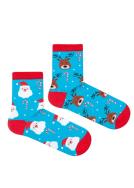 Zdjęcie produktu Milena Skarpetki damskie długie mikołaje i renifery turkusowe świąteczne