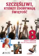 Okładka książki Religia Szczęśliwi którzy zdobywają świętość Zeszyt ćwiczeń dla klasy 8 szkoły podstawowej